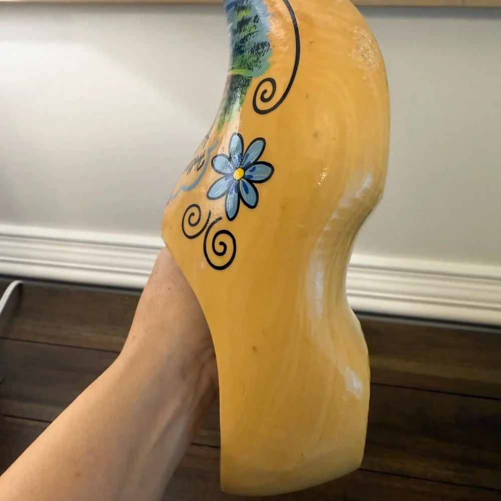 Holland Wooden Clogs with Windmill Design